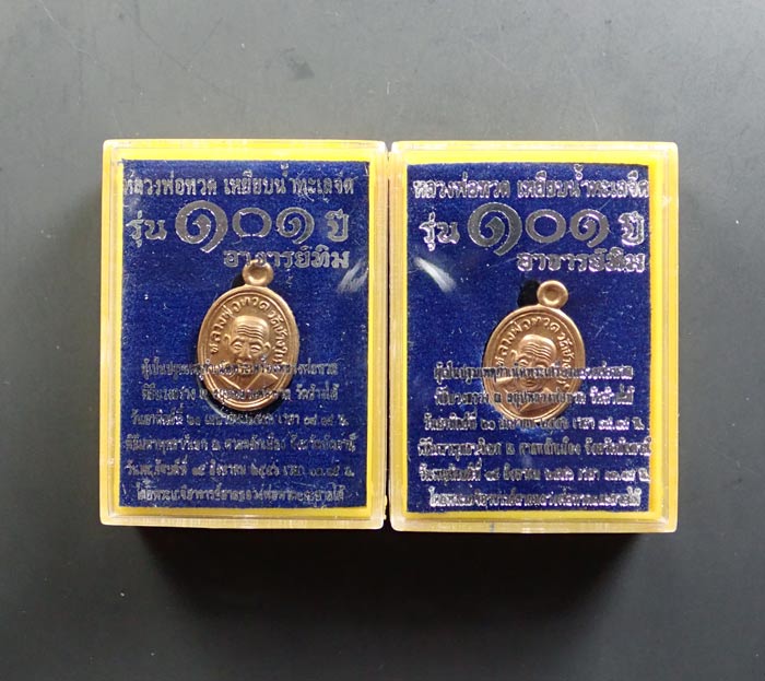 * 2 เหรียญ * เม็ดแตงหลวงพ่อทวด รุ่น101ปีอาจารย์ทิม วัดช้างให้ ปี 2556 เนื้อทองดอกบวบ