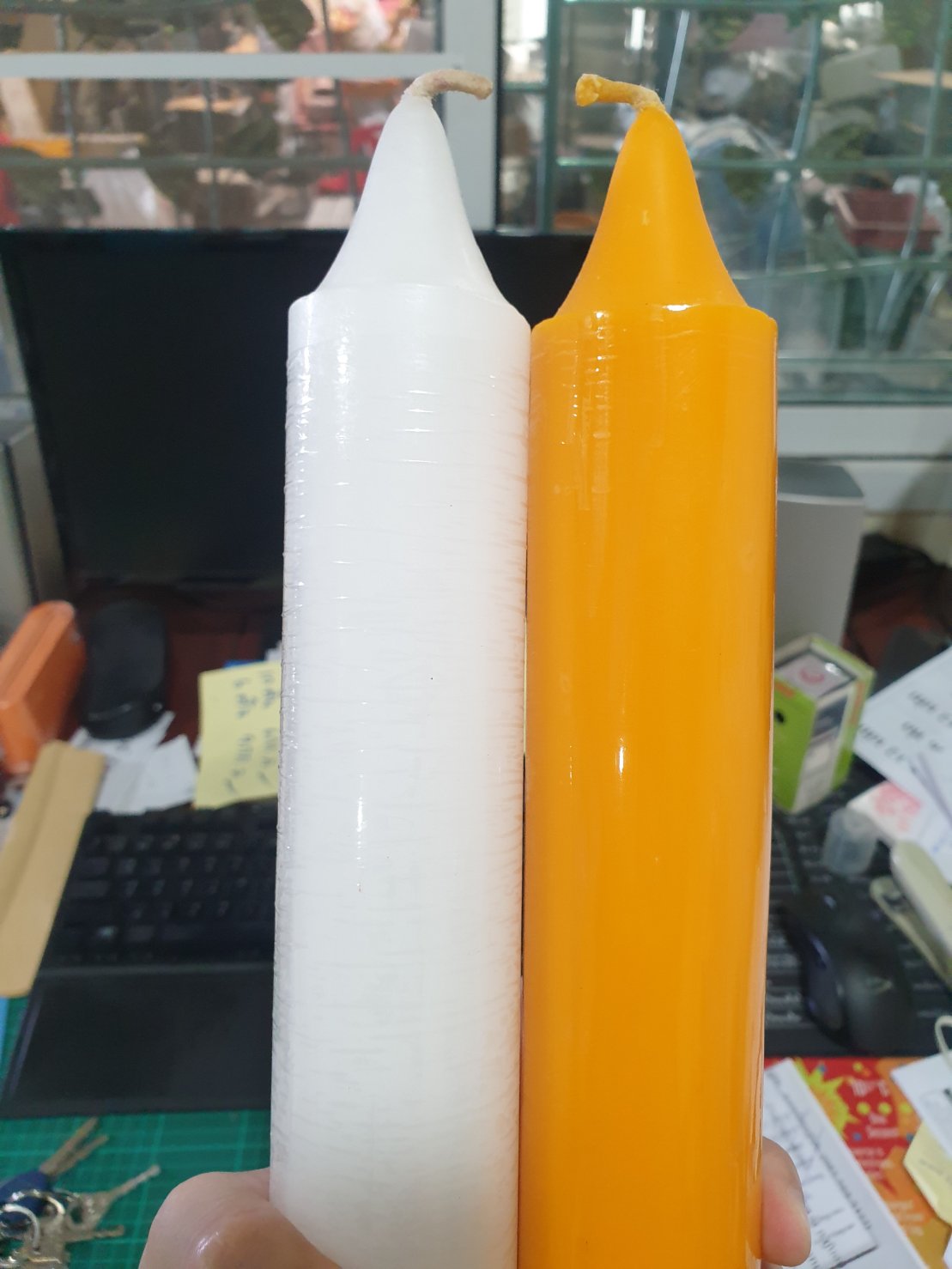 เทียนเบอร์ 15 สั้น ขาว 20คู่/ลัง