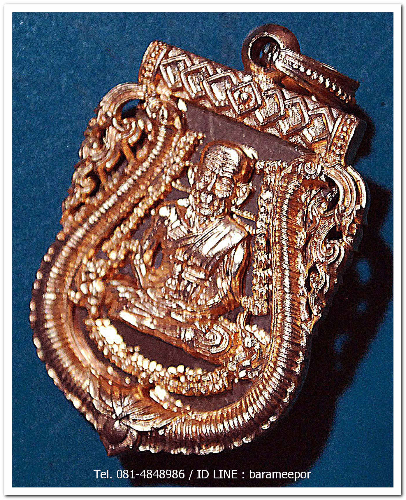 หลวงพ่อทวด 100 ปี อ.ทิม ศาลหลักเมือง เหรียญเสมาหน้าเลื่อน ฉลุลายยกองค์ เนื้อบรอนซ์นอก ชุบพิ้งค์โกลด์ หมายเลข ๔๒๑