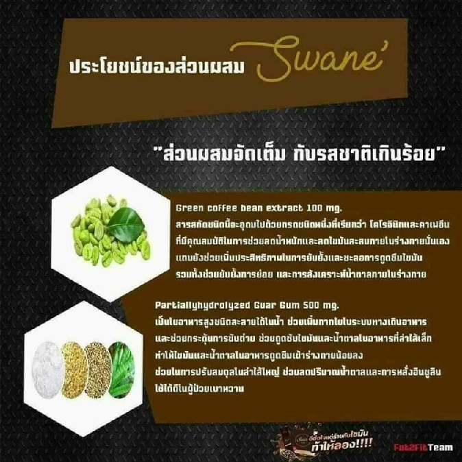 กาแฟสวอนเน่ มีส่วนประกอบอะไรบ้าง