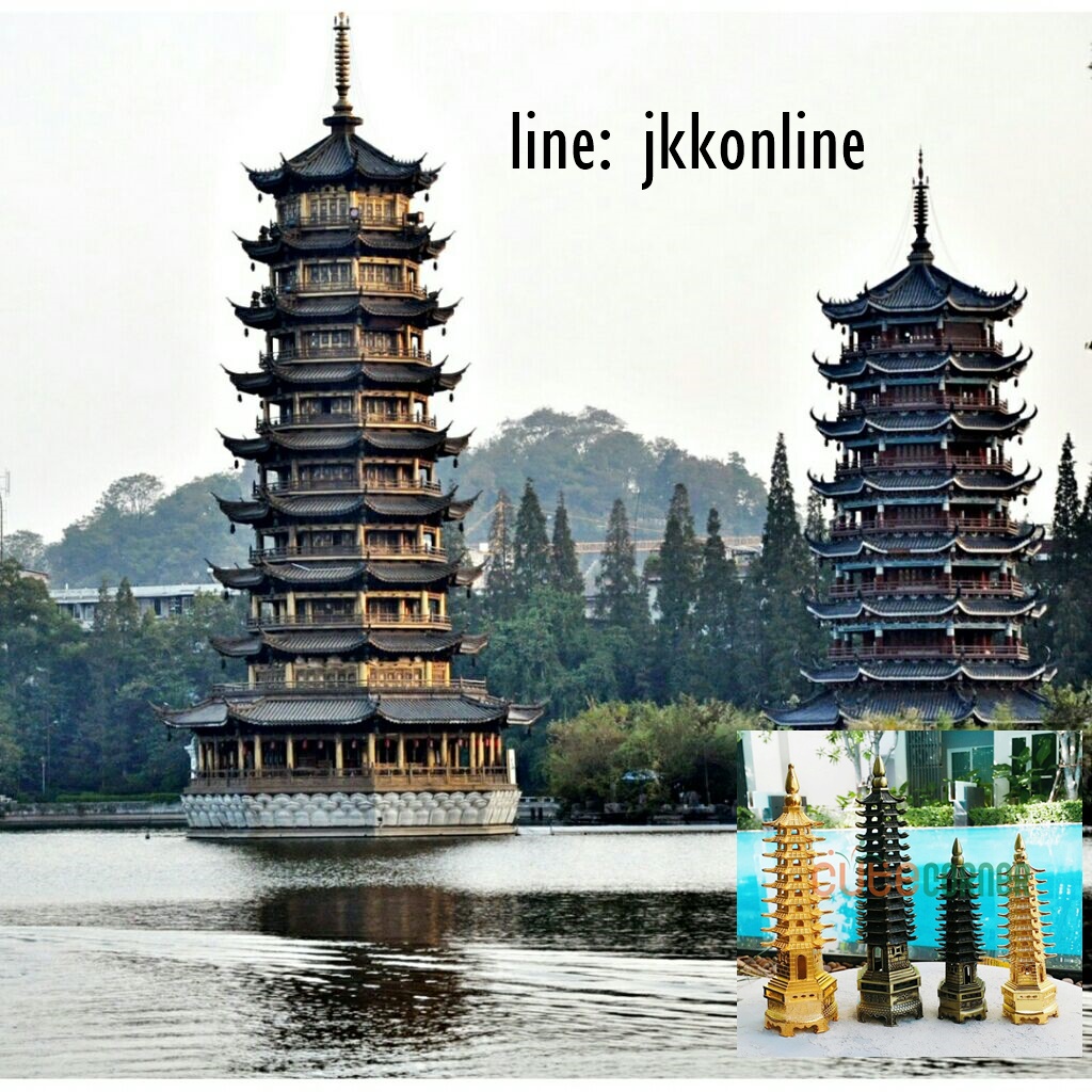 01711-โมเดลเจดีย์เหวินชาง 25 ซม สีทองเหลืองรมดำ - ฟรีค่าส่ง