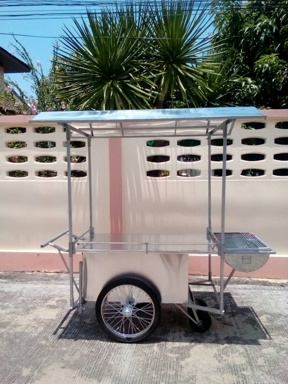 รถเข็นขายของแบบมี ่ีหลังคา120 x 70 cmมีเตาปิ้งย่าง สำเนา