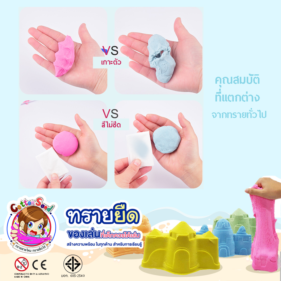 PS157 💙 ทักแชทลดเพิ่ม💙 ทรายสายไหม ของแท้ Cotton Sand ทรายยืดได้ ทรายวิทยาศาสตร์ ทรายมหัศจรรย์ kinetic sand ทรายนิ่ม