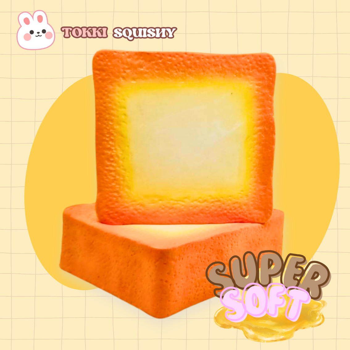 CB0799 สกุชชี่ของแท้ สกุชี่ ขนมปัง จัมโบ้ 14x14 cm เนื้อดี สโลว์ ของแท้ สกุชชี่มือ1 พร้อมส่ง แบรนด์ tokki squishy