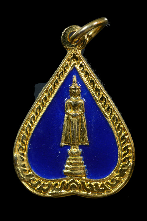 หลวงพ่อบ้านแหลม วัดเพชรสมุทรวรวิหาร จ.สมุทรสงคราม เนื้อกะไหล่ทองลงยาสีนำเงิน