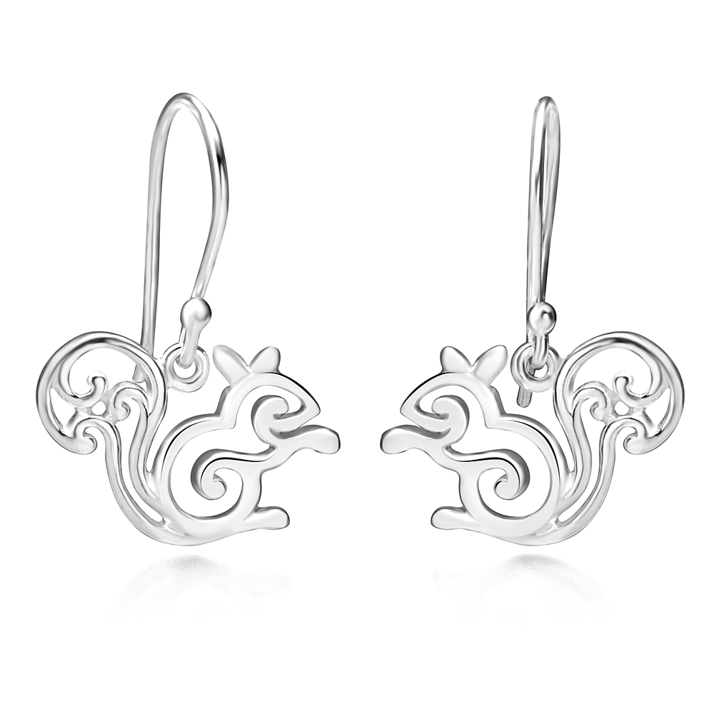 Suvani Jewelry - เงินแท้ 92.5% ต่างหูห้อย กระรอกน้อย ต่างหูเงินแท้ น่ารัก ใส่ได้ทุกโอกาส