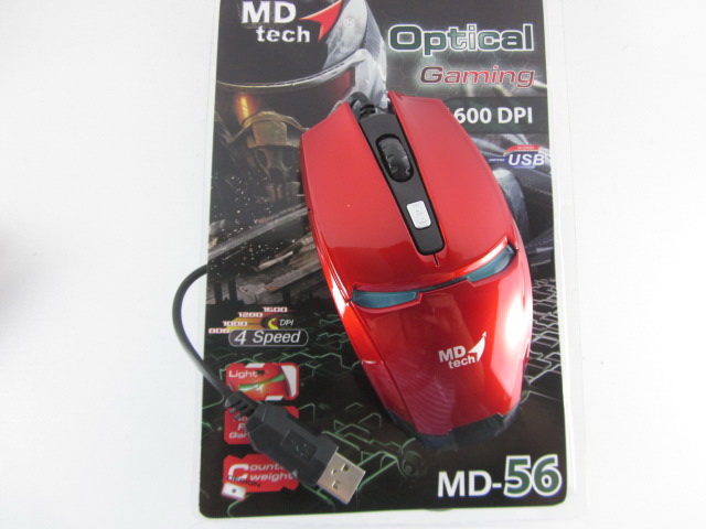 เม้าท์ USB MD-56 Gaming สีแดง