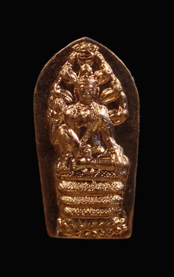 ปรกมะขามรุ่นแรกองค์พ่อจตุคามรามเทพวิหารจังหวัดนราธิวาส ปี 2549 เนื้อทองแดง