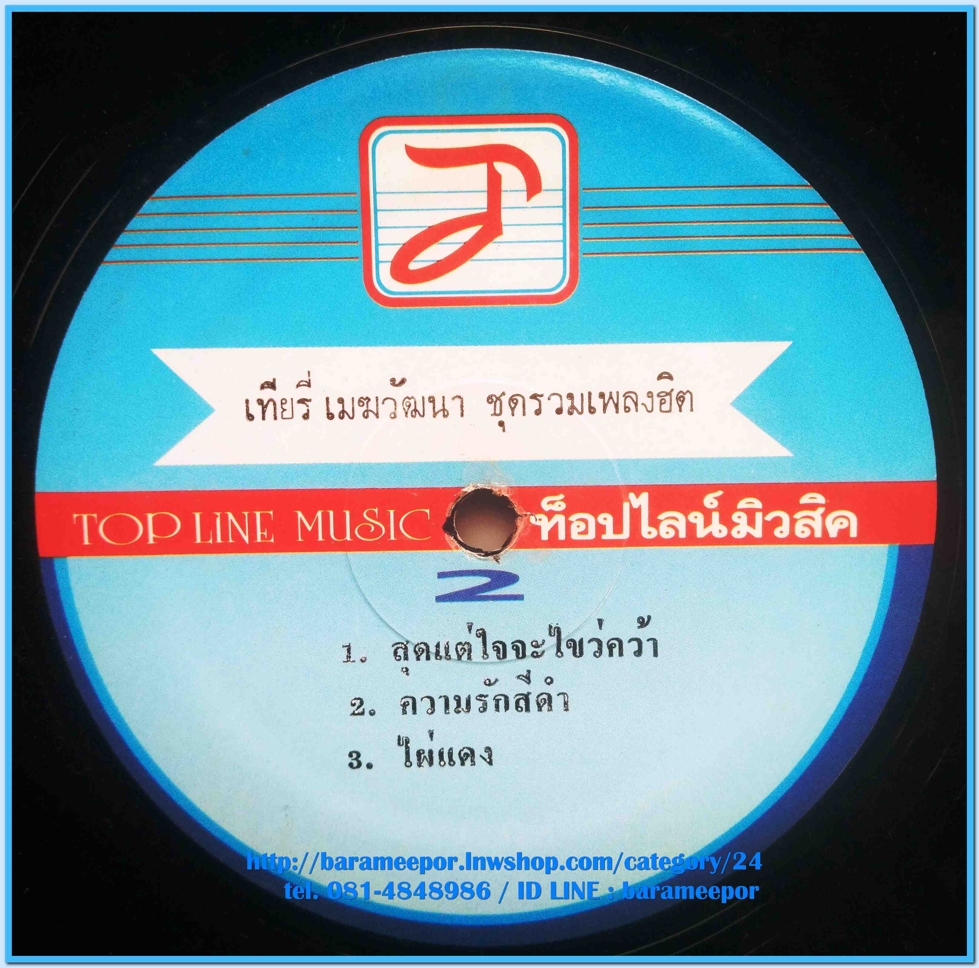 เที่ยรี่ เมฆวัฒนา ชุด รวมเพลงฮิต แผ่นตัด 3 เพลง ซ้ำ 2 หน้า มีปกสวย