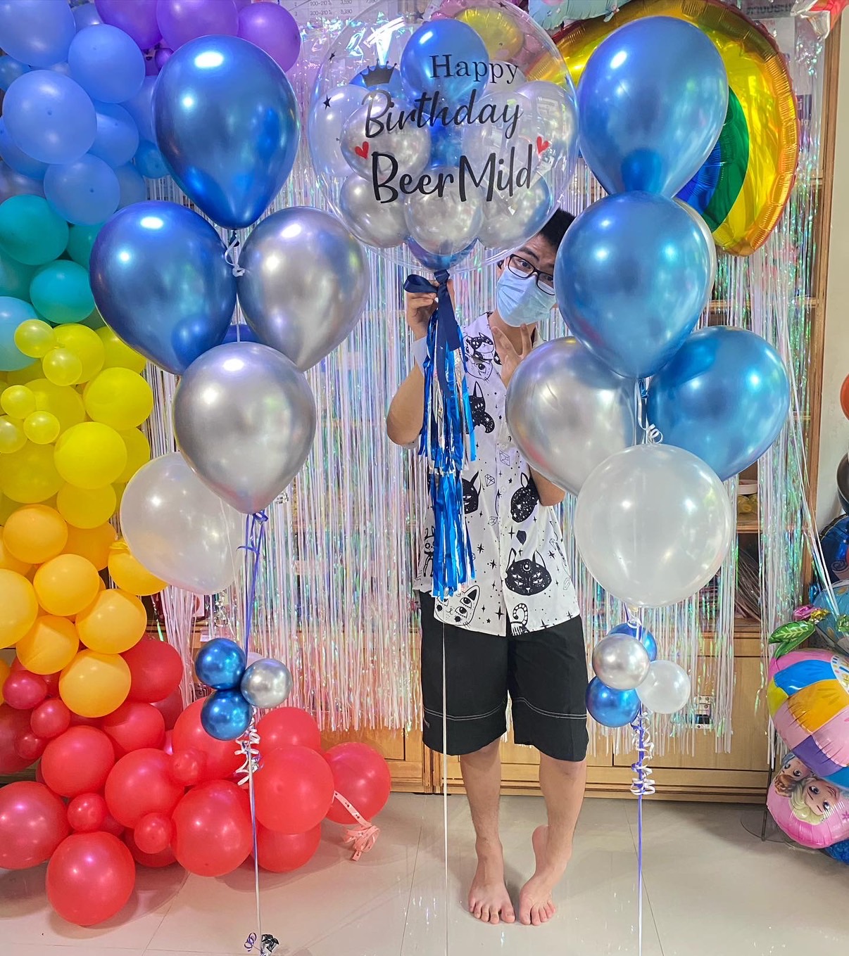 ลูกโป่งใสพิมพ์ชื่อ พร้อมช่อประดับ BN224