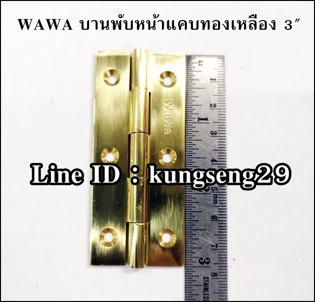 WAWA บานพับทองเหลือง หน้าแคบ 3"