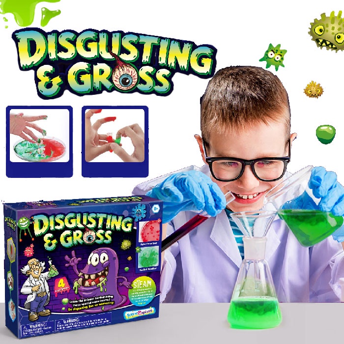 VB053-C145 กิจกรรม DIY Disgusting&Gross 4 in 1 ชุดทดลอง เคมี แบตทีเรีย เม็ดเลือดแดง สไลม์ ของเล่น ชุดทดลองวิทยาศาสตร์