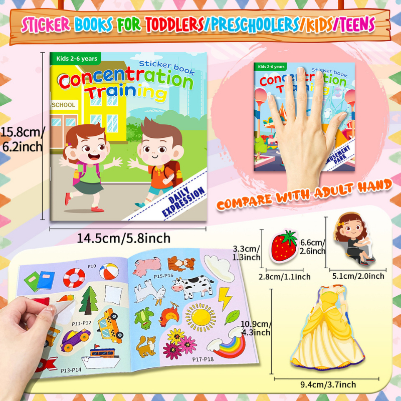 BK10 สมุดสติ๊กเกอร์ สอนภาษาอังกฤษ คละแบบ 1 เล่ม หนังสือสติ๊กเกอร์Sticker book DIY เสริม EF