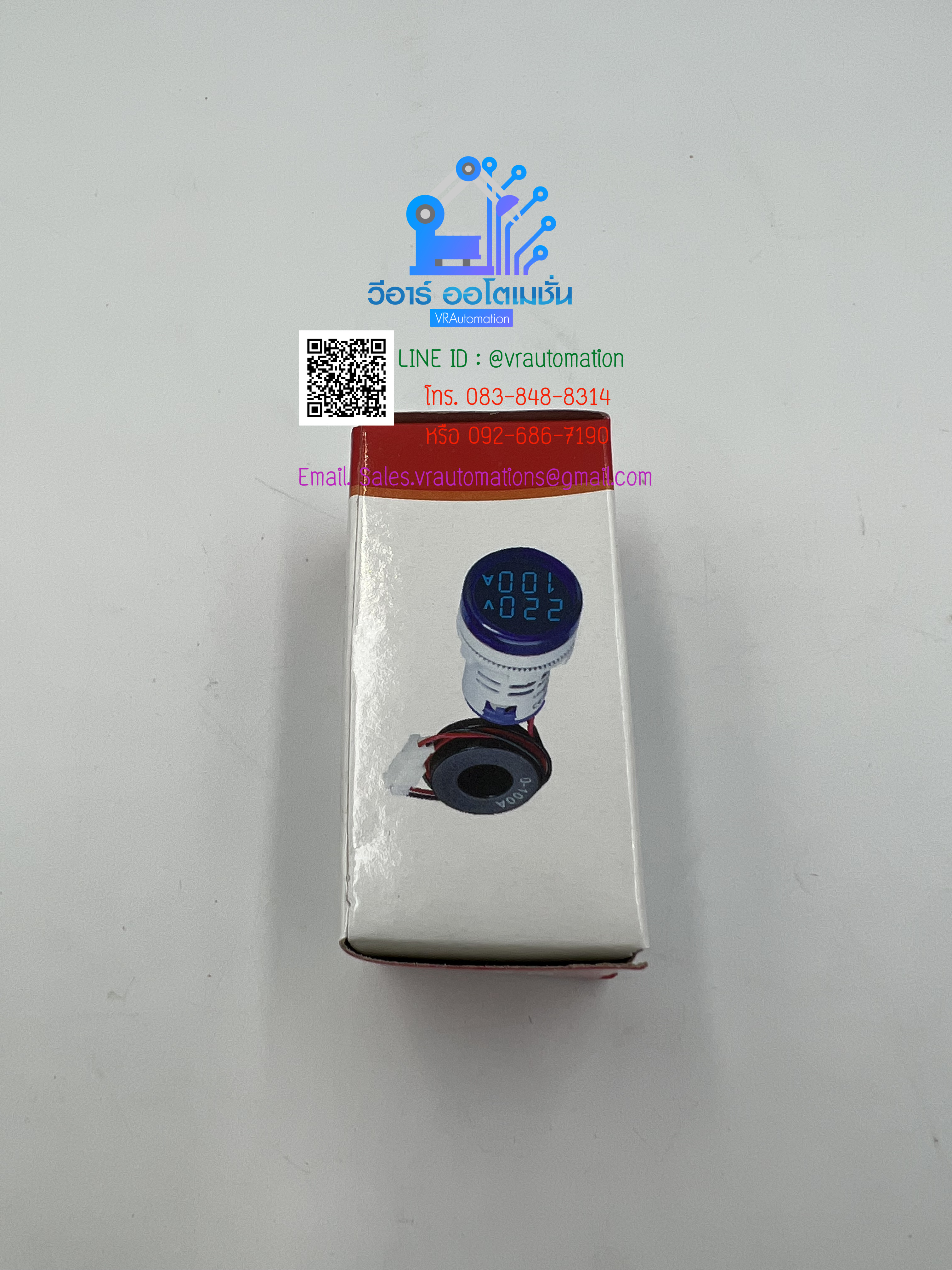 แอมป์และโวลต์มิเตอร์/Voltage: AC 60-500V/Current: 0-100A/กลม สีฟ้า/22mm