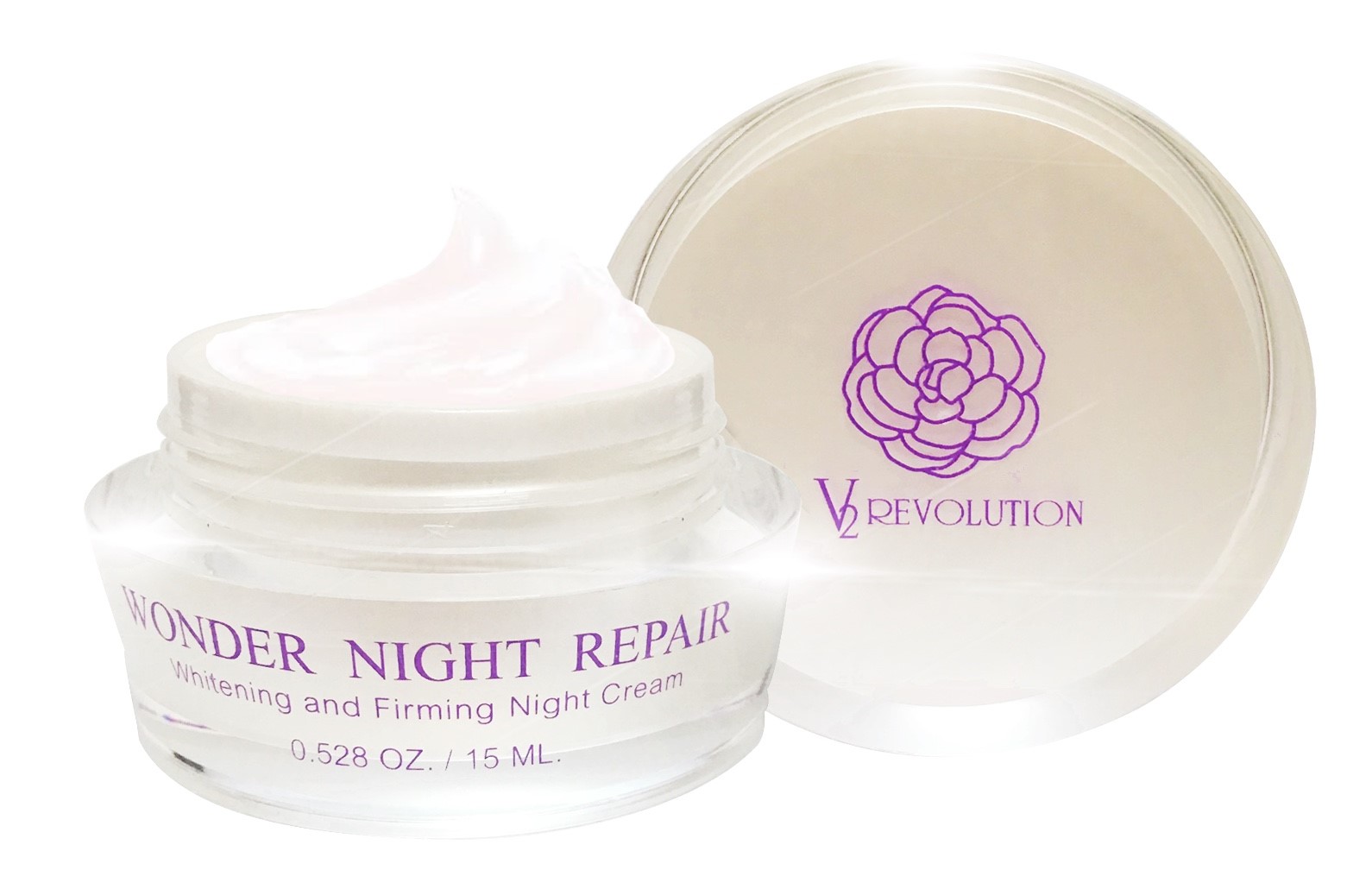 ขนาดเล็กฝาสีขาว -V2 Revolution Wonder Night Repair 15 ml. วีทู เรฟโวลูชั่น ครีมเลเซอร์ ครีมสเต็มเซลล์