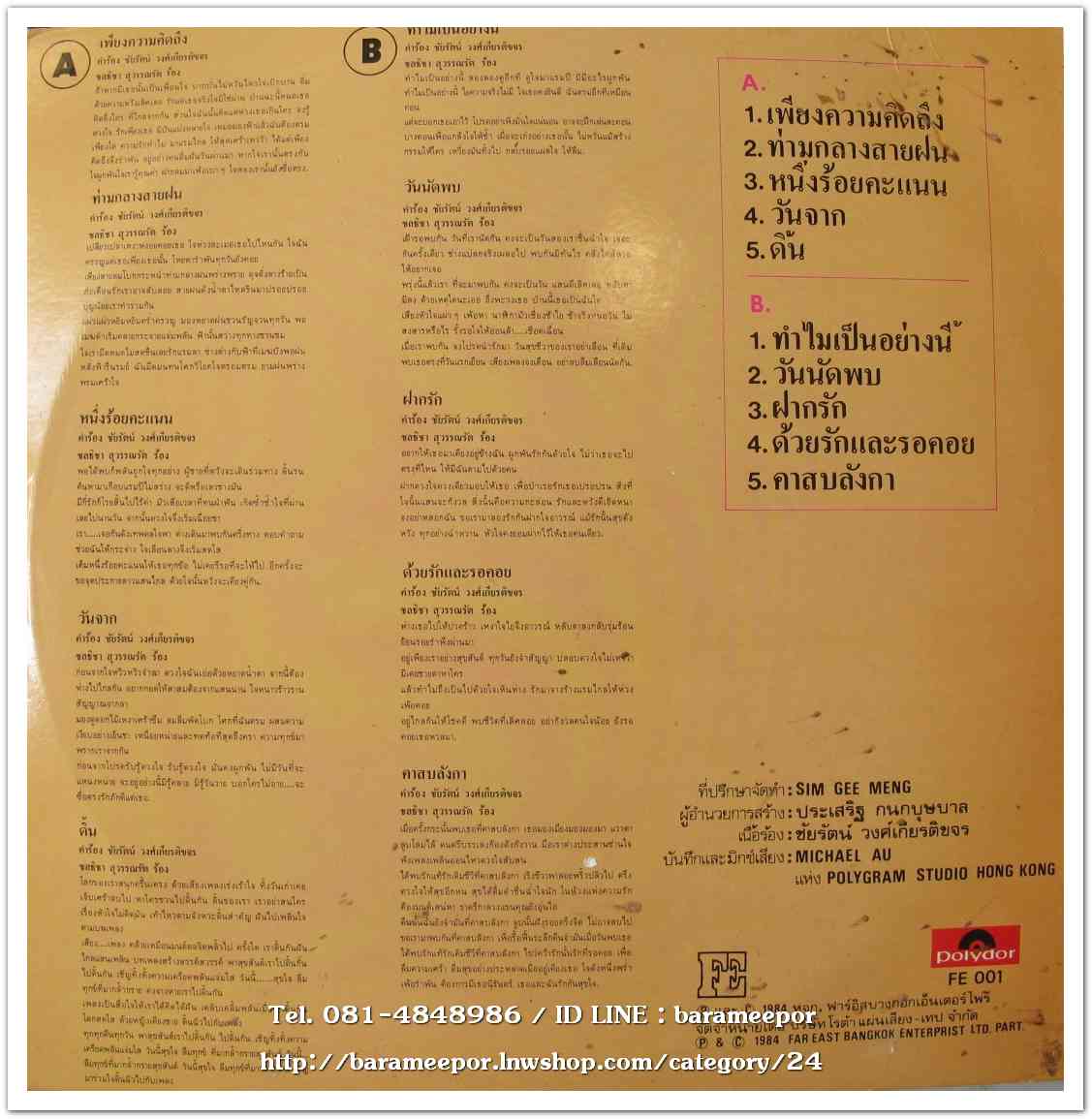 ชลธิชา สุวรรณรัต ชุด เพียงความคิดถึง แผ่นเต็ม