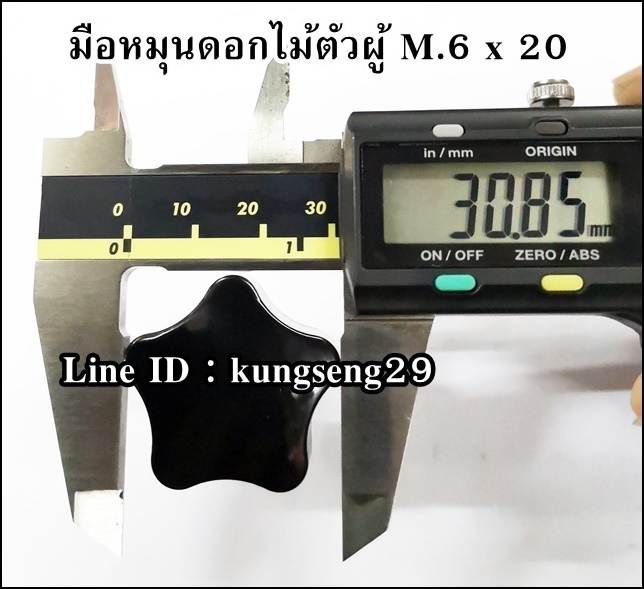 มือหมุนดอกไม้ตัวผู้ห้าแฉก M.6 x 20 (หัว 30 mm)