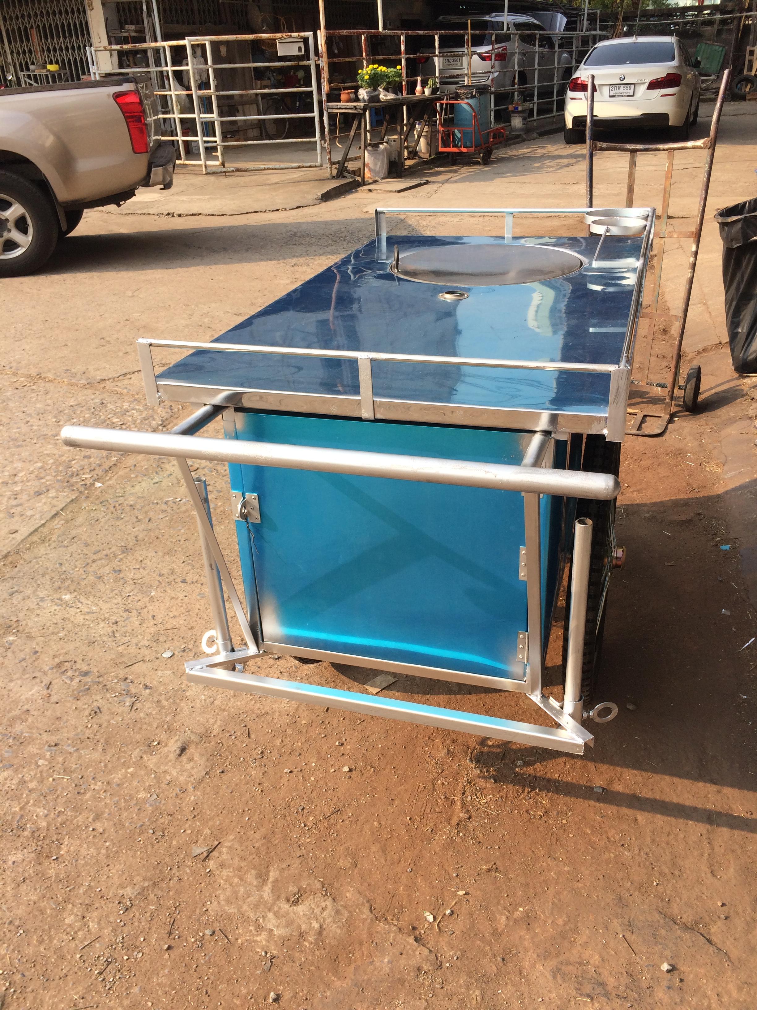 รถเข็นขายโรตี รถเข็นขนาด75x130ซม.บนแผ่นแสตนเลส