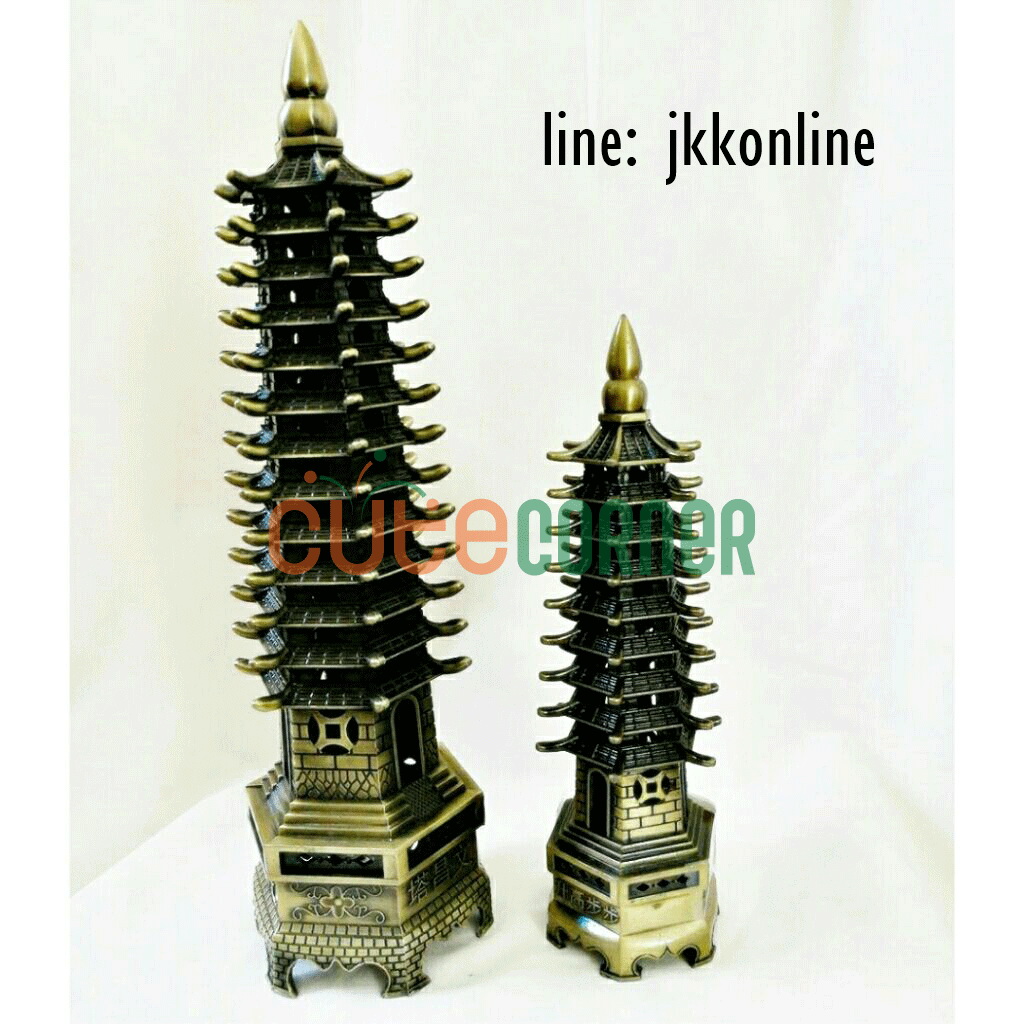 01711-โมเดลเจดีย์เหวินชาง 25 ซม สีทองเหลืองรมดำ - ฟรีค่าส่ง