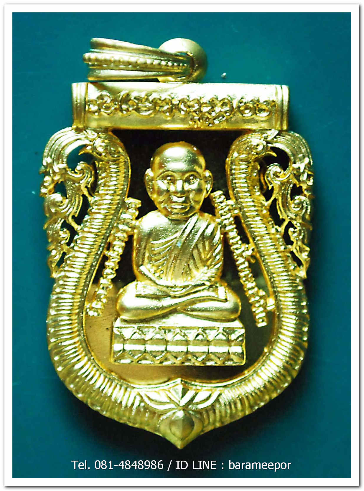 หลวงพ่อทวด 100 ปี อ.ทิม ศาลหลักเมือง เหรียญเสมาหัวโต ฉลุลายยกองค์ เนื้อบรอนซ์นอกชุบทอง หมายเลข ๖๒๔