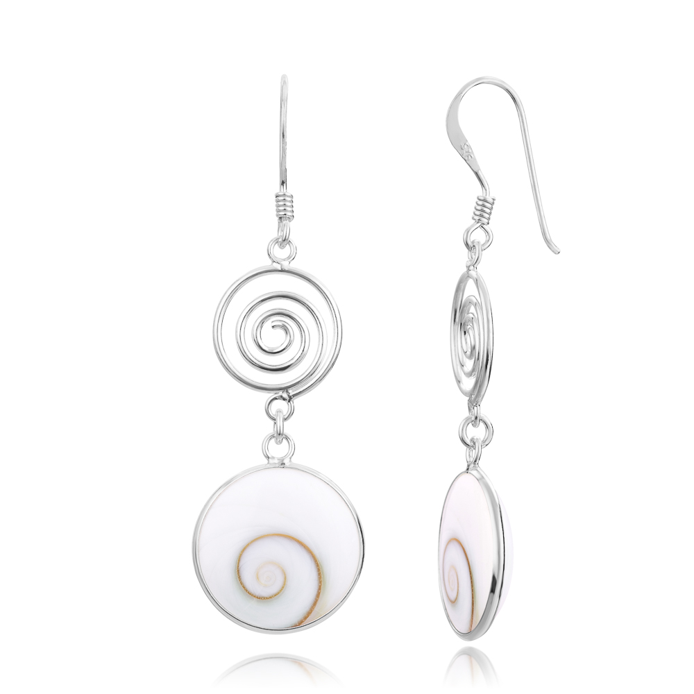 Suvani Jewelry - เงินแท้ 92.5% ต่างหูห้อย Shiva Eye ทรงกลม ต่างหูเงินแท้ ใส่ได้ทุกโอกาส