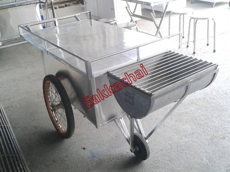 รถเข็นขายของแบบไม่มีหลังคา110 x 65 cmพร้อมต่อเติมเตาปิ้งย่าง