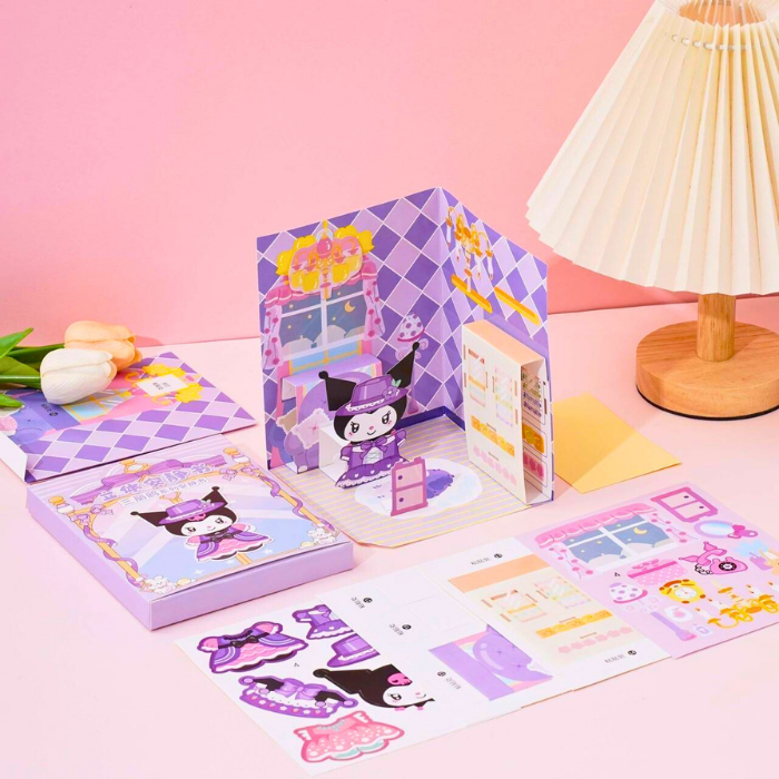 BK05 หนังสือของเล่นเด็ก บ้านกระดาษ 3D quiet book ไม่ต้องตัดเอง หนังสือแฮนด์เมด พร้อมสติกเกอร์สำหรับเด็ก บ้านตุ๊กตา