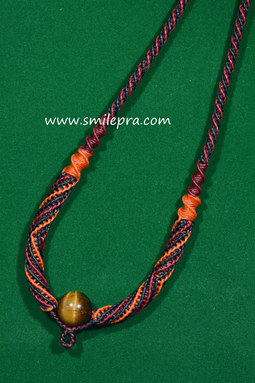 สร้อยเชือกเทียนถัก พร้อมหินตาเสือ