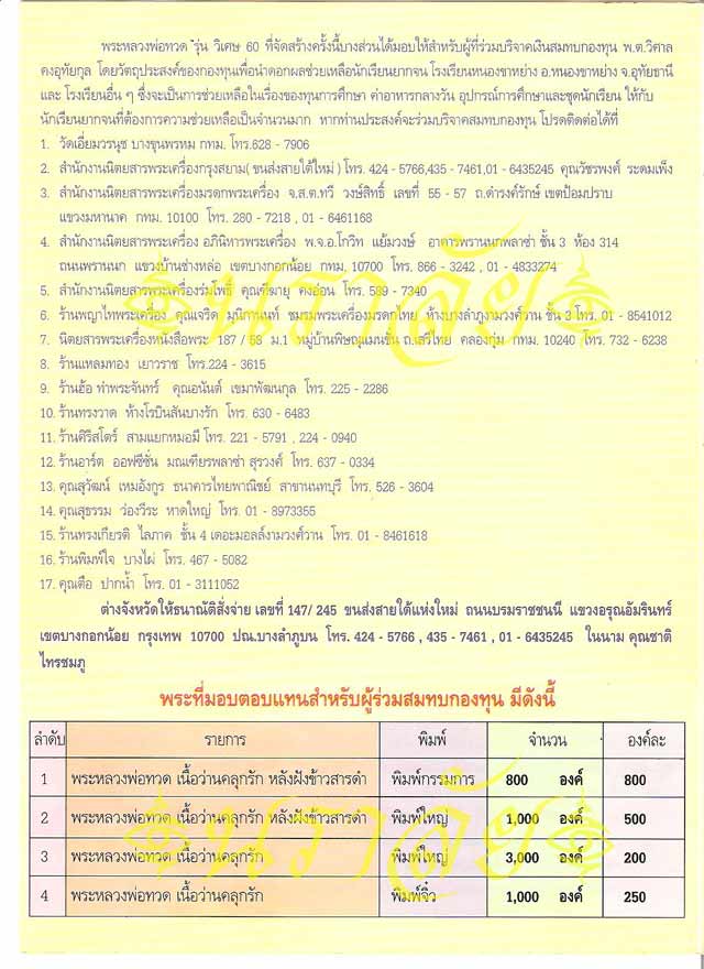 หลวงพ่อทวด รุ่นวิเศษ60 อาจารย์นอง วัดทรายขาว ปัตตานี