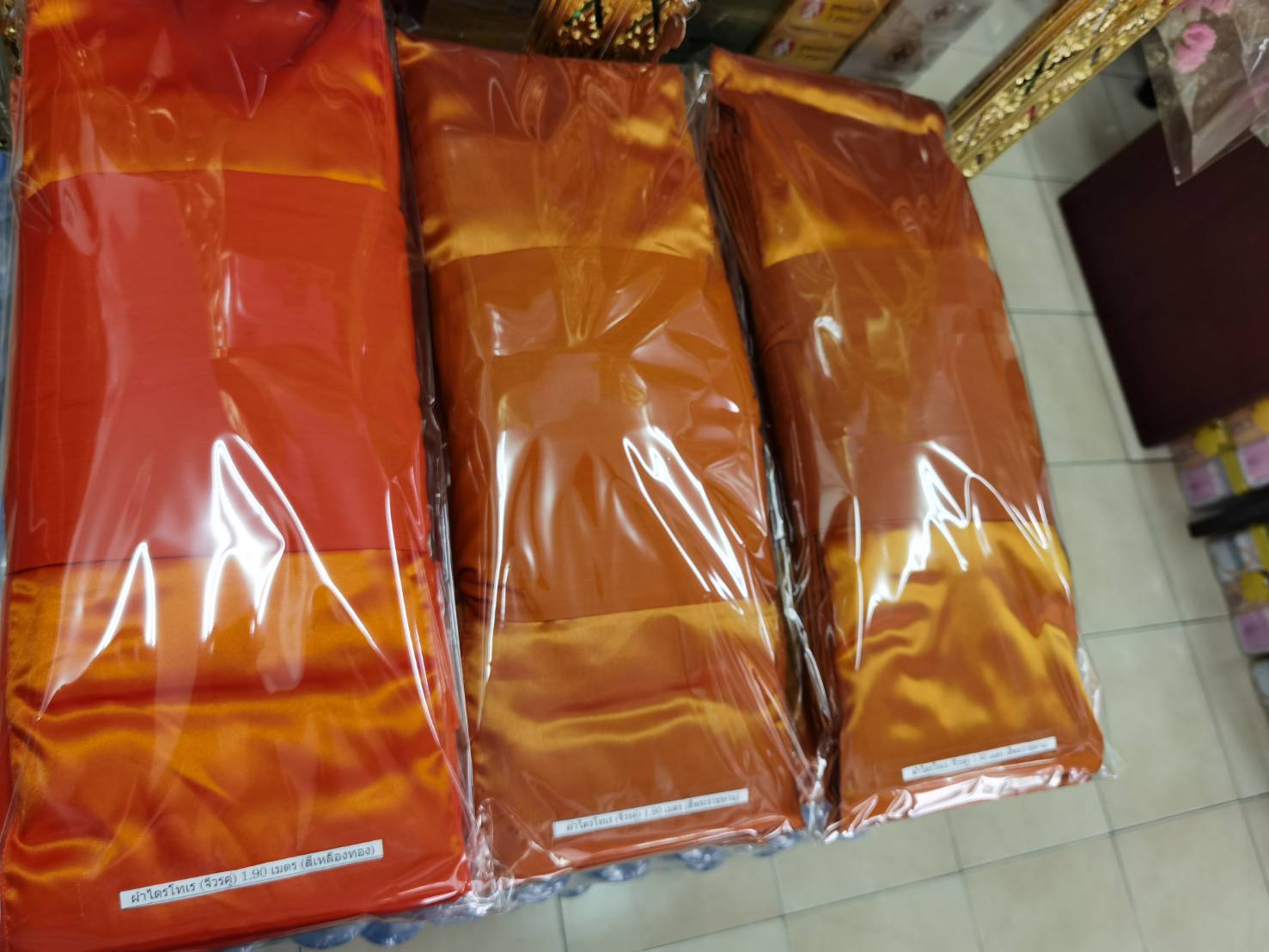 ผ้าไตรโทเร (จีวรคู่) 1.90 เมตร *ไม่มียี่ห้อ บรรจุถุงแก้วใส