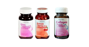 Vistra Marine Collagen TriPeptide 1300 (แบบเม็ด) 30 tabs + Vistra Gluta complex 800 30 Caps + Vistra Acerola 45 Tabs