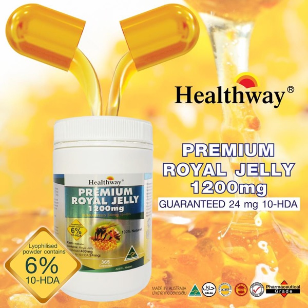 Healthway Premium Royal Jelly 1200 mg (รุ่นโดมใหม่) 365 เม็ดซอฟเจล