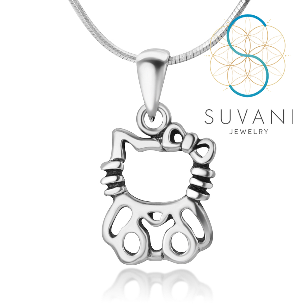 SUVANI เงินแท้ 92.5% จี้เฮลโล คิตตี้ สุดน่ารัก จี้พร้อมสร้อยคอ เครื่องประดับเงินแท้