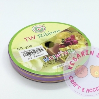 ริบบิ้นพับเหรียญ TW ขอบทอง สีม่วงอ่อน
