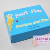 เข็มหมุดหัวมุก ตราช้าง (Pearl Pins) สีฟ้า