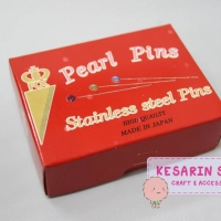เข็มหมุดหัวมุก ตราช้าง (Pearl Pins) สีแดง