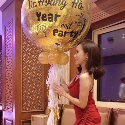 ลูกโป่งจัมโบ้ ใบใหญ่ กิตเตอร์สีทอง จัมโบ้ พิมชื่อ