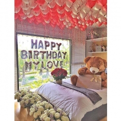 ลูกโป่งวันเกิดสีแดง ลูกโป่งอักษรHBD