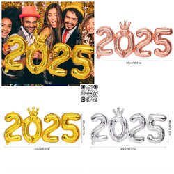 ลูกโป่งตัวเลข2025 ลูกโป่งปีใหม่ ขนาด 16 นิ้ว