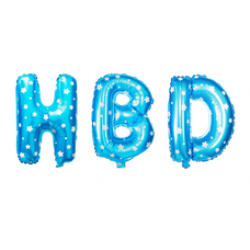 ลูกโป่งฟอยล์ตัวอักษรHBD 16 นิ้ว สีฟ้า