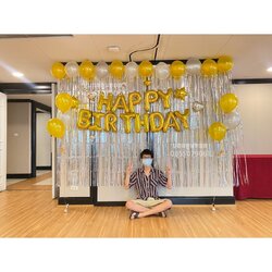 ลูกโป่งวันเกิดราคาถูก เป่าลมทั้งหมด พร้อมม่าน3เมตร