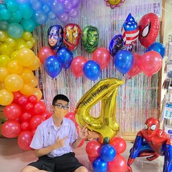 แบคดรอปลูกโป่งวันเกิด ลูกโป่งซุเปอร์ฮีโร่ชุดใหญ่