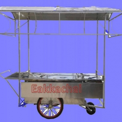 รถเข็นขายของ180 x 90 เซนติเมตรมีหลังคาพื้นด้านบนเป็นสแตนเลส