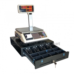 เครื่องชั่งพิมพ์ใบเสร็จพร้อมลิ้นชักเก็บเงิน