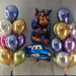 ลูกโป่งสีรุ้ง ช่อพาว์เวอร์ดอท ลูกโป่งหมา