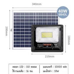 โคมไฟโซล่าเซลล์ (Solar LED Flood Light) 40W