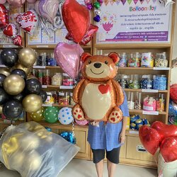 ลูกโป่งหมีบอกรัก พิมข้อความบนพุงหมีได้