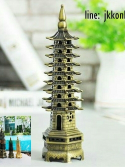 01711-โมเดลเจดีย์เหวินชาง 25 ซม สีทองเหลืองรมดำ - ฟรีค่าส่ง