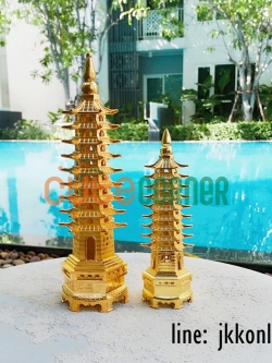 01732-โมเดลเจดีย์เหวินชางสีทอง 18ซม - ฟรีค่าส่ง