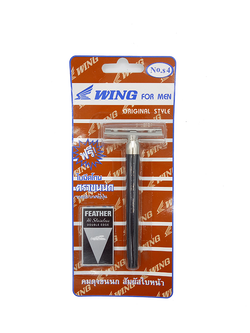 ชุดด้ามมีดโกน (ตราขนนก *แท้) สีแดง